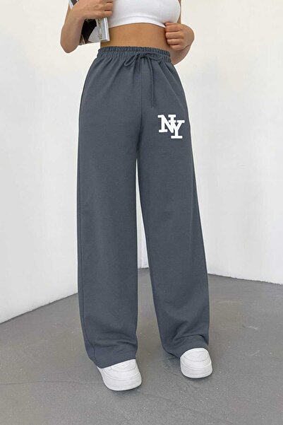 Le Vion Γυναικείο φαρδύ παντελόνι φόρμας με φαρδιά μπατζάκια, χαλαρό, ψηλόμεσ...