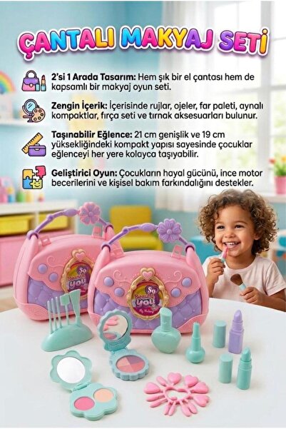 Tıfıl Toys İlk Makyaj Çantam! 13 Parçalı Şık Tasarımlı Taşınabilir Çantalı Eğ...