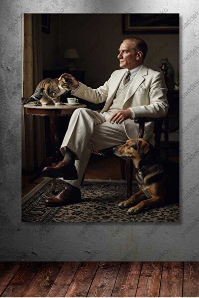 caddeko dkm-k64-33 Atatürk ve Hayvan Sevgisi Veteriner Kliniği Tablosu - Kedi...