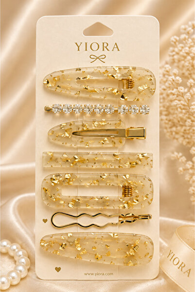 yiora 7 τεμάχια Premium διαφανές-κρεμ χρυσό με επιχρυσωμένες και μαργαριταρέν...