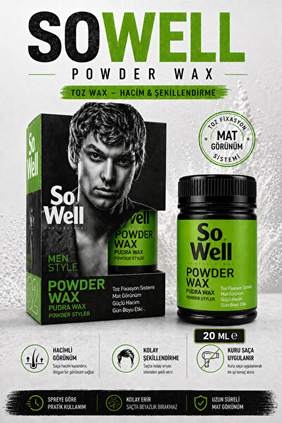 Sowell Powder Wax Toz Wax 20 ML – Mat Görünüm, Hacim Veren Saç Şekillendirici...