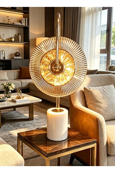 Le Atölye Gold Sun Mermer Taban Abajur