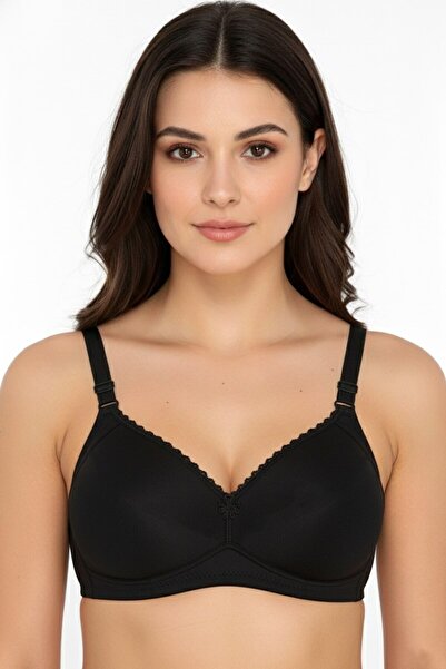 hadiora Women's Black Unpadded Bra with Floral Accessories