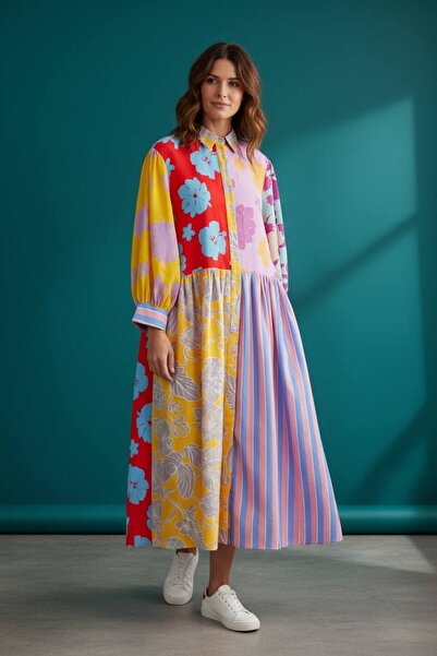 HANIQA Γυναικείο φλοράλ φόρεμα σε vintage στυλ