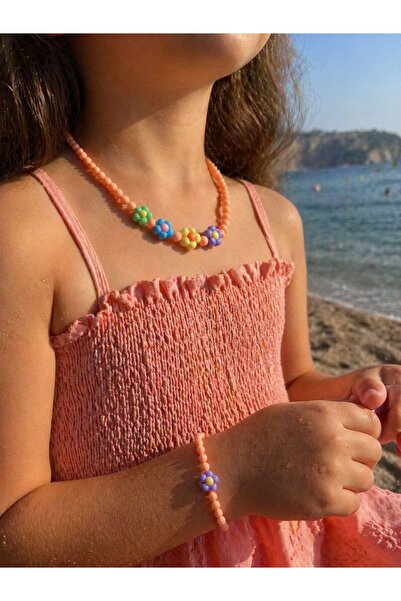 Karlay Kız Çocuk Papatyalı Kolye & Bileklik Set