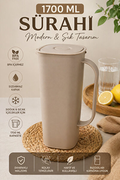 Poomy 1700 ML Sürahi | Sızdırmaz Kapaklı, BPA İçermez, Buzdolabı Kapısına Uyg...