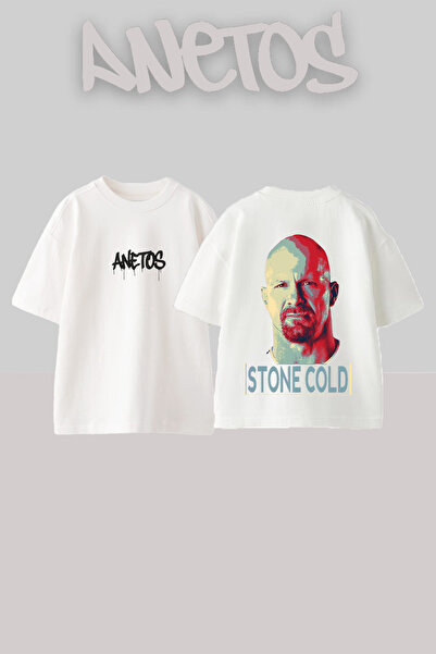 Anetos Μπλουζάκι Stone Cold Design με στάμπα στην πλάτη, βαμβακερό, λευκό, ov...