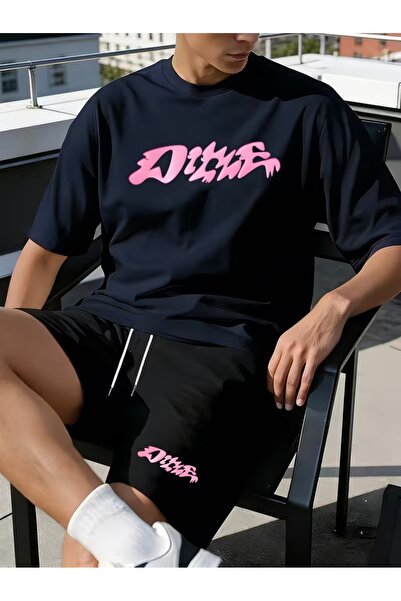 PAVRO Unisex Oversize Σετ Σορτς με Μπλούζα και Σορτς, Άνετο Σετ με Μικτά Τυπω...