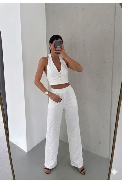 onlymoon 100% βαμβακερό λευκό σετ με σχέδιο φυσαλίδων για το πάνω και το κάτω...