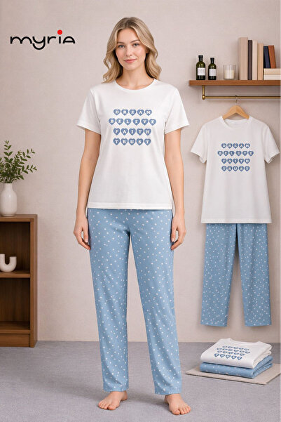 MyRia Set de pijamale de vară pentru femei, cu decolteu tip crewneck