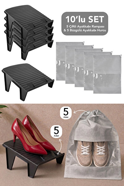 Meleni Home Set od 10 komada - 5 dvostrukih rampi za cipele i 5 organizatora ...
