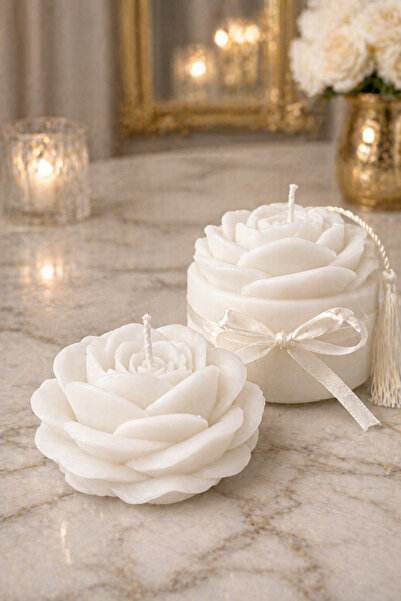 MUM El Yapımı Beyaz Gül Seti – Dekoratif Şık Tasarım | Hediye & Ev Dekoru