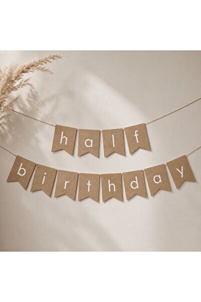 Partiden Half Birthday Kraft Beyaz Banner