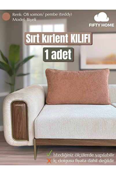 Fifty Home 1 ADET KILIF - Büyük sırt kırlent minder yastık KILIFI fermuarlı-t...