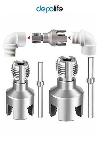 Neler Geldi Neler 2’ li Set İç Dış Plastik Boru Diş Açma Seti 1/2 ve 3/4 İnç PVC Boru Pafta Klavuz 20mm 25mm PPRC