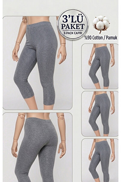 Altınay 3-Pack Plus Size Cotton Women's Leggings High Waist Capri Comfortable...