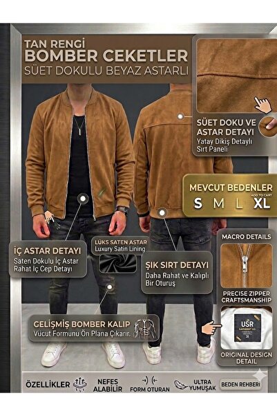 Ars Magic Box ARS KEMİK RENGİ SÜET DOKULU MUSCLE FIT BOMBER CEKET - NEFES ALA...