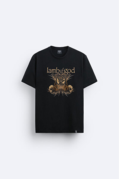AYDESİGN Lamb of God Printed Crew Neck Black T-Shirt T-Shirt