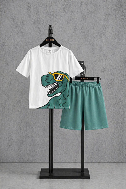 Kids Dinazor Baskılı Yazlık Tshirt-Şort Takım