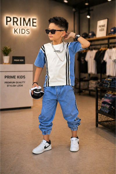 Prıme KIDS طقم أنيق مكون من قطعتين للأولاد من بريميوم ليجندز / مجموعة جينز مز...