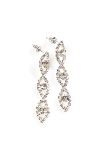 meli melo Long silver earrings with oval design and stones