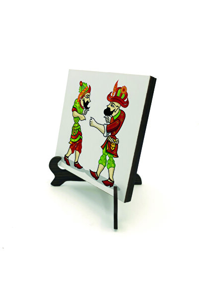 Sadrazam Επιτραπέζια βάση MDF με σχέδια Hacivat και Karagöz 10x10 KRT-114