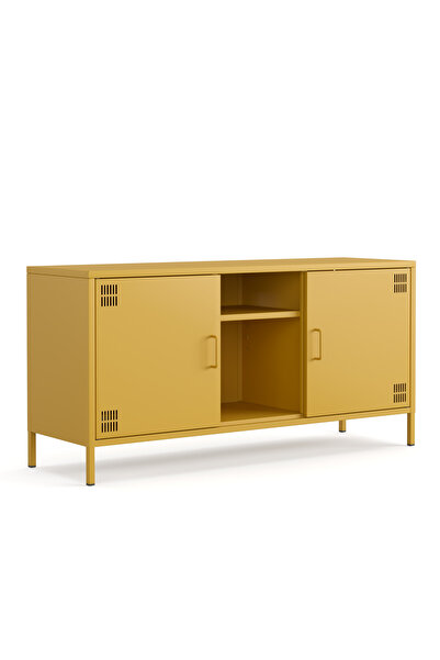 Furni24 Tv Ünitesi, Tv Dolabı,2 Kapaklı, Açık Raflı 130,50 x 40 x 64,50 cm