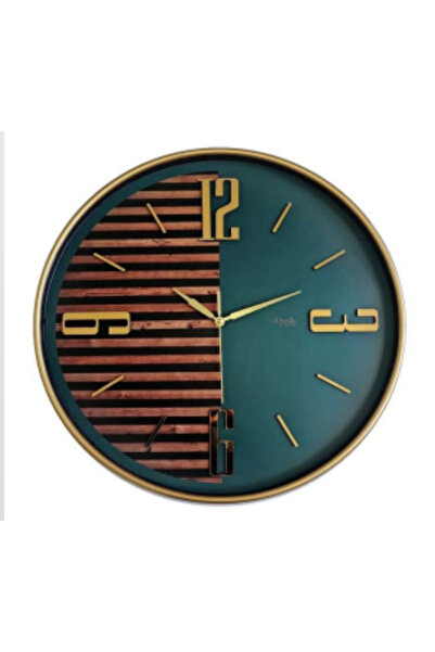 Savita Home 2024P-4 Pleksi Gold Yeşil 50 cm Duvar Saati Modern Dekoratif Sess...