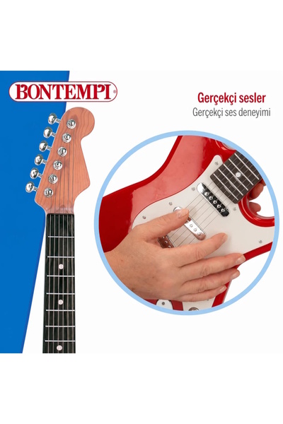 Bontempi Elektronik Rock Gitar 66 cm Boyunda, 6 Metal Telli, 8 Demo Şarkılı v...