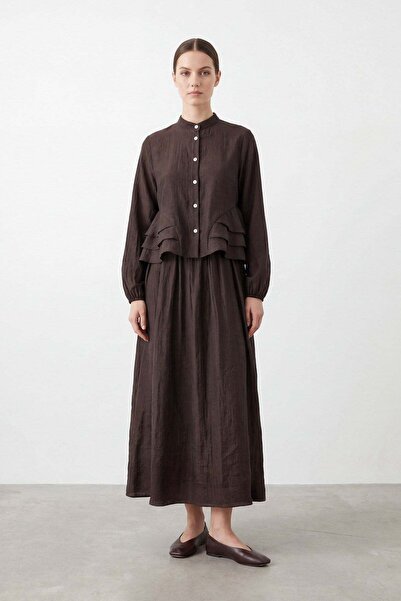Soul Women's Hakim Collar Ruffle Detailed Tencel Tunic Skirt Set – 32502Tks -...