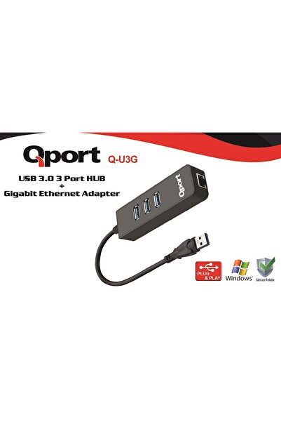 Qport Q-U3G USB 3.0 Multiplexer/Gigabit Adapter