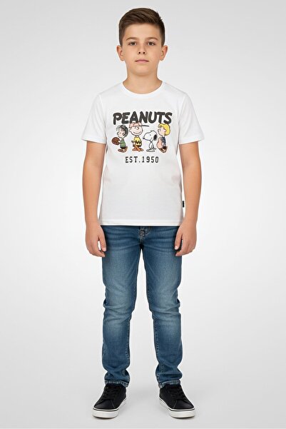 PEANUTS Kids Boy Graphic Print Short Sleeve T-Shirt, White