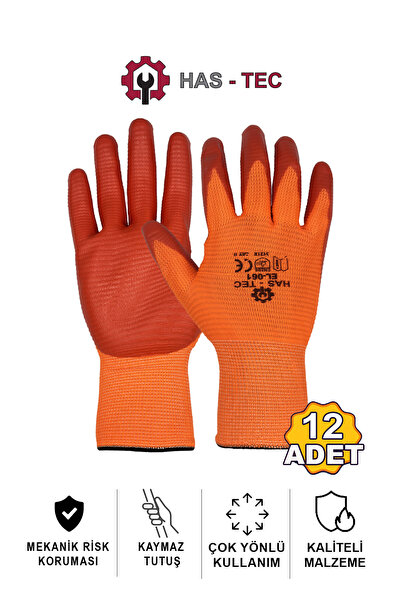 HAS-TEC Zebra Nitril Kaplamalı Eldiven 12'li Paket | Mekanik Risk Koruması, K...