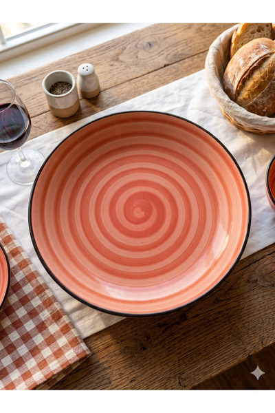 Selenica 24 cm Modern Spiral Desenli Seramik Servis Tabağı - Estetik Sunum ve...