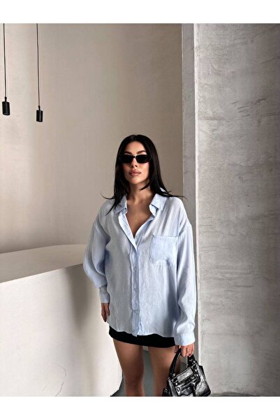 LOBOLIC Women's Linen Shirt Oversized Fit with Pockets and Buttons, Anti-Swea...