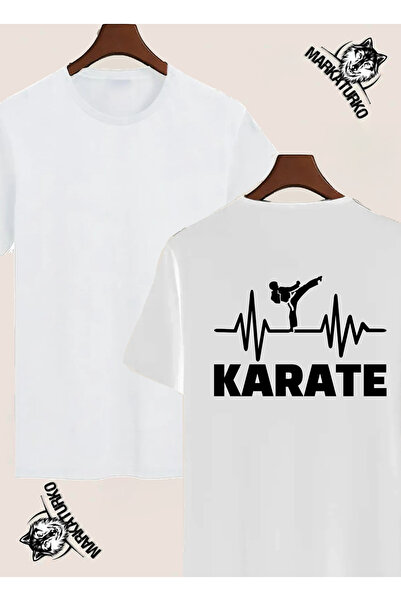 MarkaTurko Karate Special Design Back Printed White T-Shirt