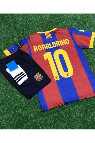 BREATHLESS Barcelona 2011/12 Sezonu Ronaldinho Çocuk Forması Şort Çorap 4'lü Set