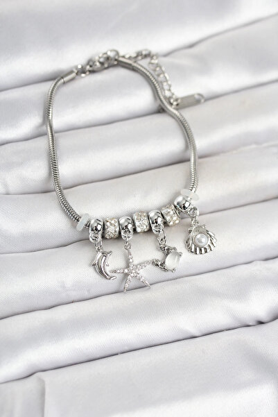 Clariss Brass Silver Color Summer Concept Charm Women's Bracelet