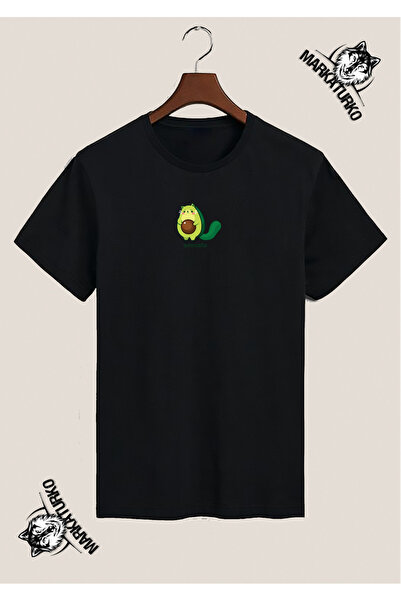 MarkaTurko Avocato Special Design Printed Black T-Shirt