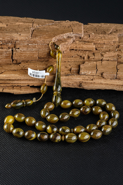 Tesbix 10x13 mm Beyzi Fıstık Yeşili Sıkma Kehribar Tesbih - Fatih Erbabacan U...