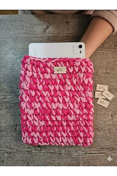 Musev Stil El Yapımı Örgü Tablet Koruma Pembe/Fuşya