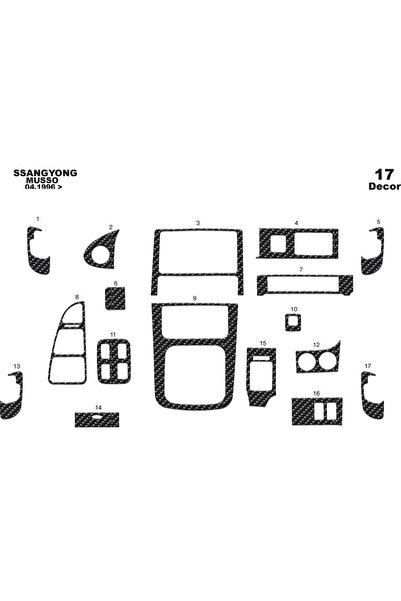 Marscockpitdesign غطاء كونسول توربيدو لسيارة سانغيونغ موسو 1996-1999، 17 قطعة