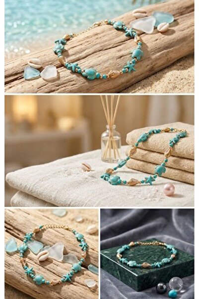 GMN COLLECTION YENİ SEZON ALAÇATI STİLİ YILDIZLI DENİZ KABUKLU SEDEFLİ HALHAL