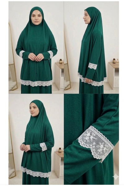 Handmade Dantel detaylı Namaz Kıyafeti Namazlık Takım (tesettür elbise)