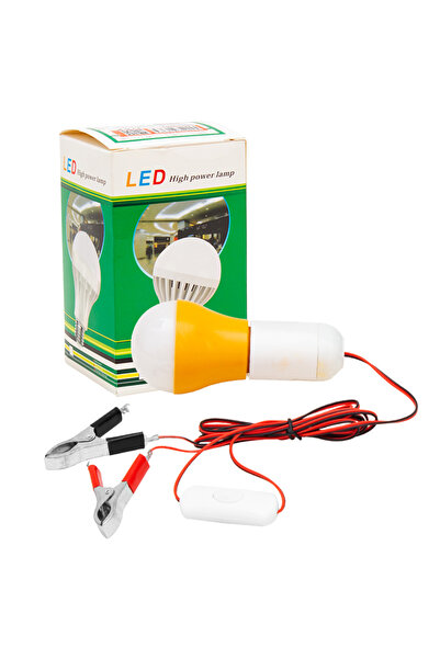 Kyrotech Taşınabilir 12V LED Ampul 10W, Akü Maşalı 4 Metre Kablolu Güçlü Beya...