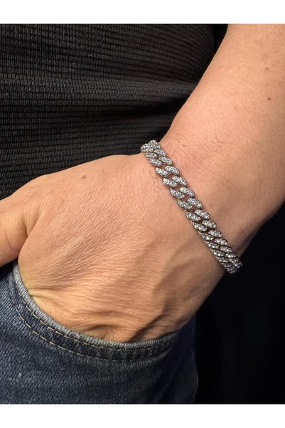 vogutima Men's and Women's Steel Bracelet - Gourmet Monaco Cuban Design White Plated Bracelet