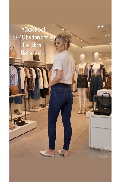 ModamarkReal Beli lastikli toparlayıcı yüksek bel büyük/küçük beden kot pantolon tayt rahatlığı