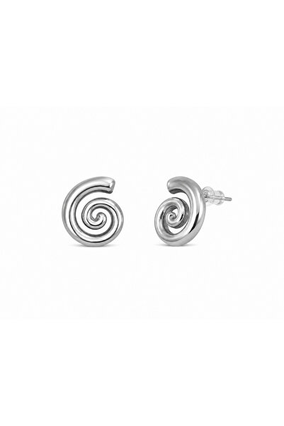 nergis collection Kadın Spiral Form Çelik Küpe – Modern Minimal Silver Tasarı...