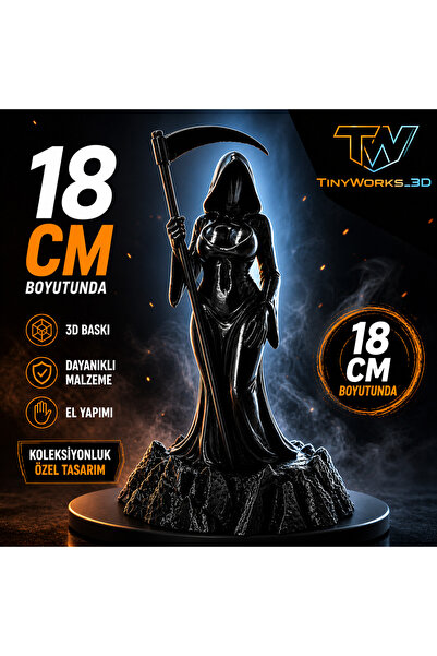 TinyWorks_3d 18 CM Grim Reaper Figür – 3D Baskı Dekoratif Ölüm Meleği Heykel ...