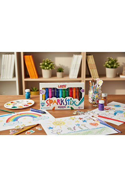 Lets Sparkstix 12’li Yıkanabilir Jel Mum Boya – Kolay Temizlenir